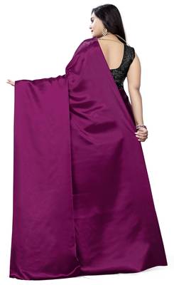 Purple  Satin Fancy Saree with Blouse 2