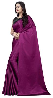 Purple  Satin Fancy Saree with Blouse 3