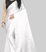 White Satin Fancy Saree with Blouse