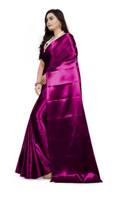 Purple  Satin Fancy Saree with Blouse 3