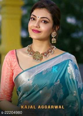Light Blue Color  New Bollywood Banarasi Saree with Contrast Border 3