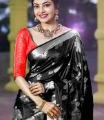 Black Color  New Bollywood Banarasi Saree with Contrast Border
