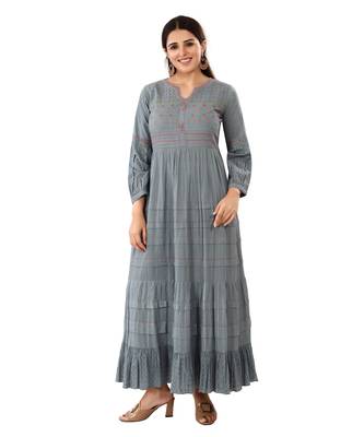 Grey embroidered cotton kurtas-and-kurtis 1