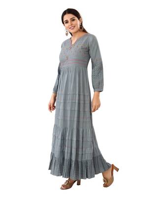 Grey embroidered cotton kurtas-and-kurtis 3