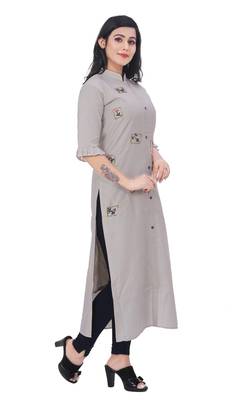 Grey embroidered cotton kurtas-and-kurtis 3