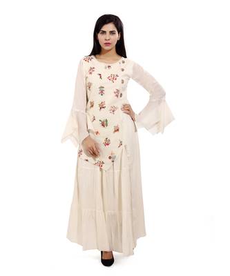 Cream embroidered cotton kurtas-and-kurtis 1