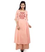 Peach woven cotton kurtas-and-kurtis
