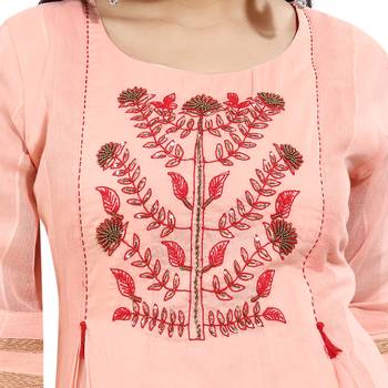 Peach woven cotton kurtas-and-kurtis 5