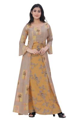 Mustard printed cotton kurtas-and-kurtis 1