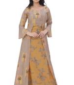 Mustard printed cotton kurtas-and-kurtis
