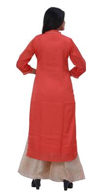 Dark-peach embroidered silk kurtas-and-kurtis 2