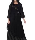 Black embroidered georgette kurtas-and-kurtis