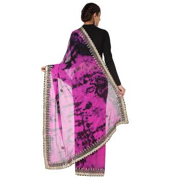 Tye N Dye Saree Emellished Gota Pati Work With Golden Border Lace 2