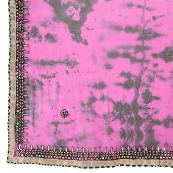 Tye N Dye Saree Emellished Gota Pati Work With Golden Border Lace 3
