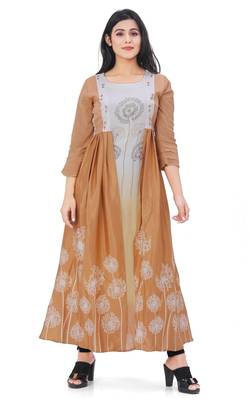 Brown embroidered silk kurtas-and-kurtis 1