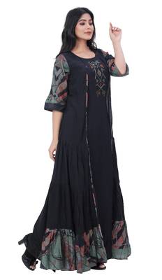 Black embroidered cotton kurtas-and-kurtis 3