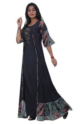 Black embroidered cotton kurtas-and-kurtis 4