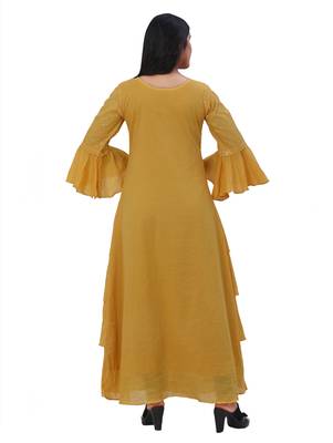 Mustard embroidered cotton kurtas-and-kurtis 2