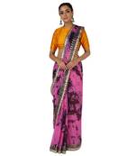 Tye N Dye Saree Emellished Gota Pati Work With Golden Border Lace