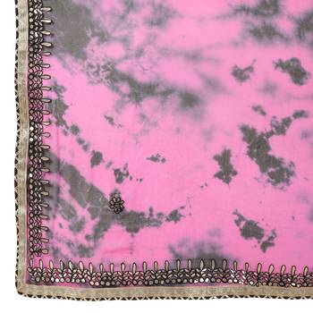 Tye N Dye Saree Emellished Gota Pati Work With Golden Border Lace 4