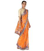 Tye N Dye Saree Emellished Gota Pati Work With Golden Border Lace