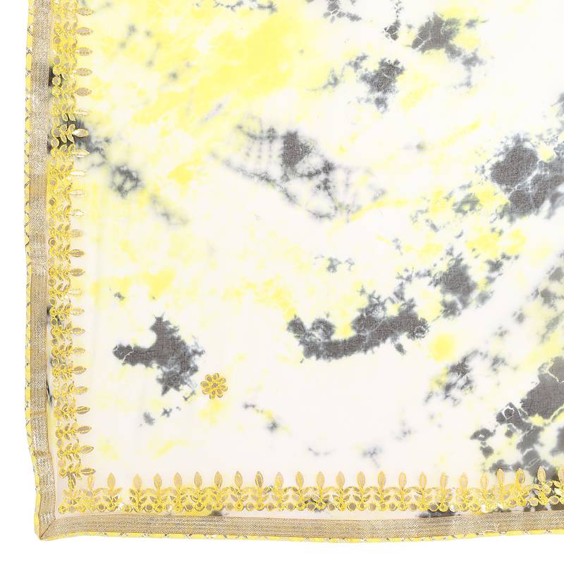 Tye N Dye Saree Emellished Gota Pati Work With Golden Border Lace