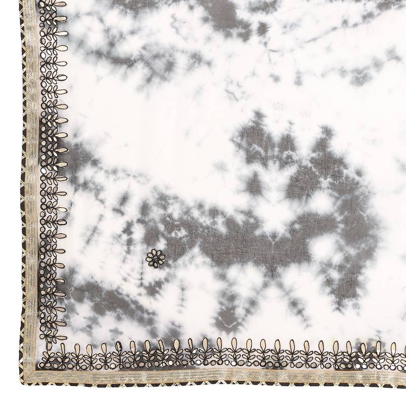 Tye N Dye Saree Emellished Gota Pati Work With Golden Border Lace