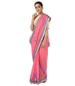 Tye N Dye Saree Emellished Gota Pati Work With Golden Border Lace