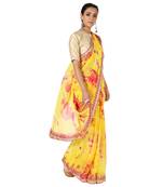 Tye N Dye Saree Emellished Gota Pati Work With Golden Border Lace