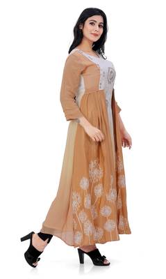 Brown embroidered silk kurtas-and-kurtis 4