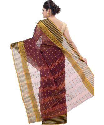 Women Pure Cotton Moti_Buti Bengali Tant Saree 2