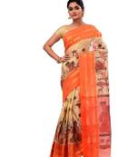 Pure Cotton Women Traditional Bengali Woven Sakuntala Printed Tant Saree