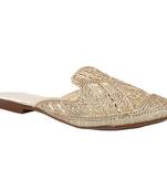 Do Bhai Gold-Toned Embellished Mules For Women