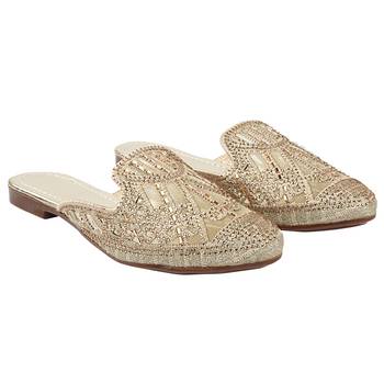 Do Bhai Gold-Toned Embellished Mules For Women 4