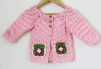 Pink hand woven woolen blends girls-jackets-coats 1