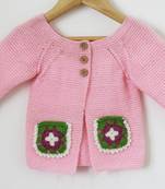 Pink hand woven woolen blends girls-jackets-coats