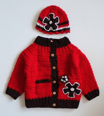 Red hand woven woolen blends girls-jackets-coats 1