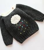 Grey hand woven woolen blends girls-jackets-coats
