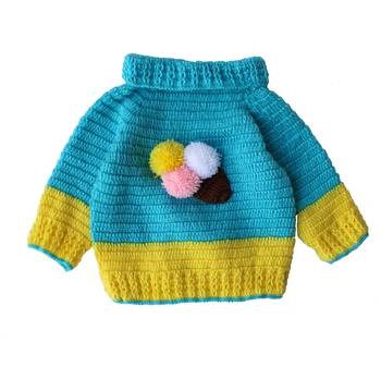 Blue hand woven woolen blends girls-jackets-coats 1