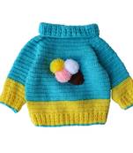 Blue hand woven woolen blends girls-jackets-coats