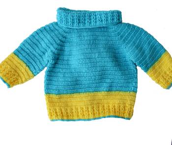 Blue hand woven woolen blends girls-jackets-coats 3