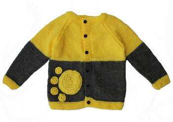 Yellow hand woven woolen blends girls-jackets-coats 1
