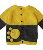 Yellow hand woven woolen blends girls-jackets-coats