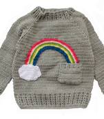 Grey hand woven woolen blends girls-jackets-coats