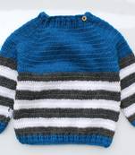 Blue hand woven woolen blends girls-jackets-coats