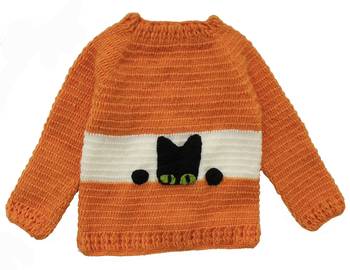 Orange hand woven woolen blends girls-jackets-coats 1