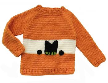 Orange hand woven woolen blends girls-jackets-coats 2