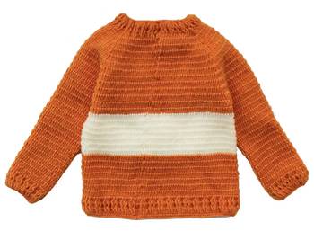 Orange hand woven woolen blends girls-jackets-coats 3