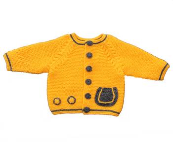 Yellow hand woven woolen blends girls-jackets-coats 1