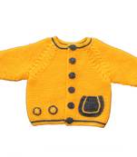 Yellow hand woven woolen blends girls-jackets-coats